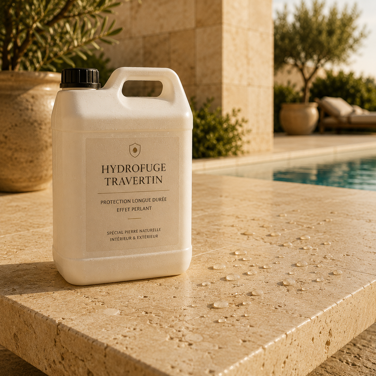 Hydrofuge travertin