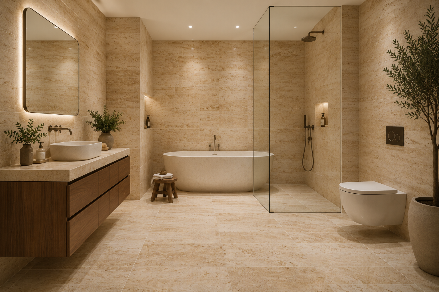 Travertin salle de bain